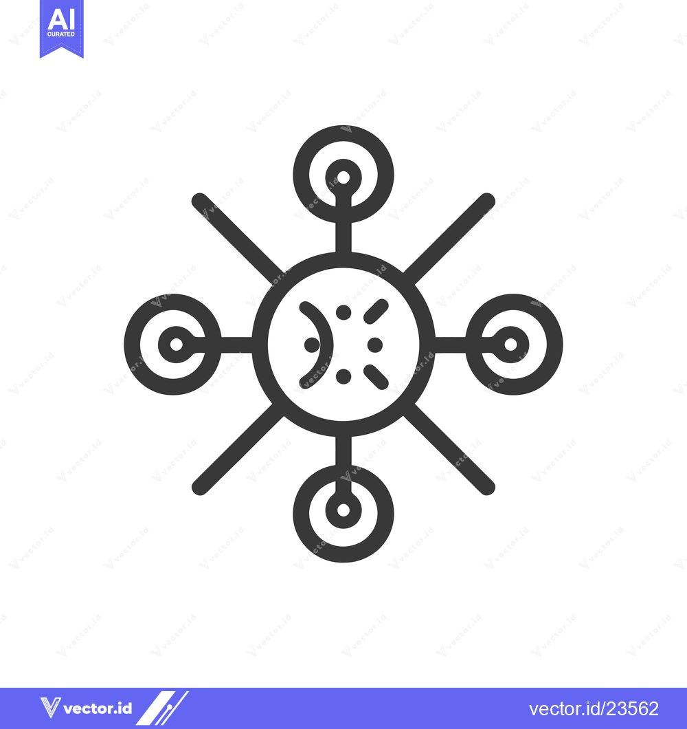 Premium Vector of Black and White Icon of a Circle with Multiple Lines Connected to Smal