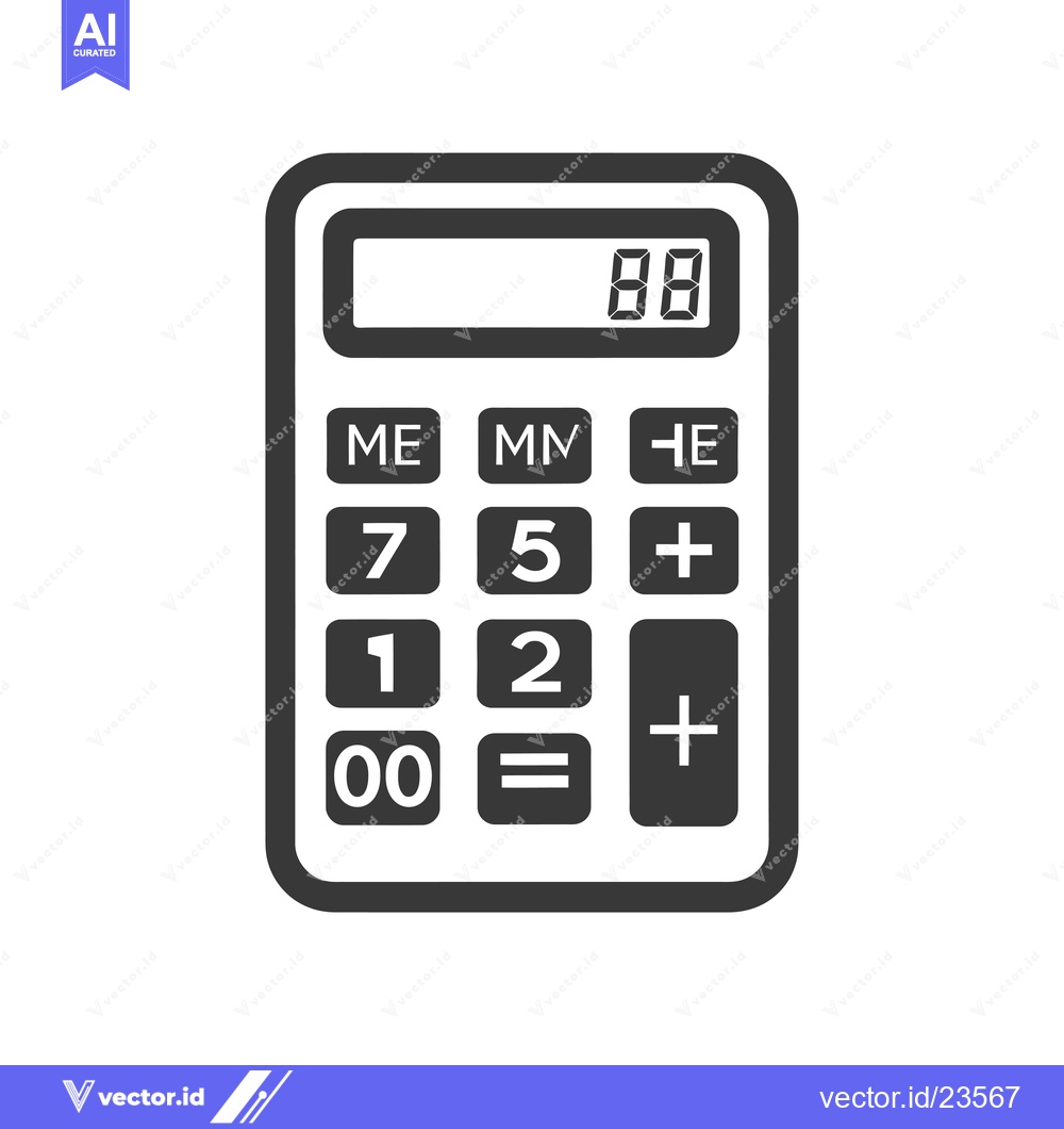 Premium Vector of Black and White Icon of a Digital Calculator