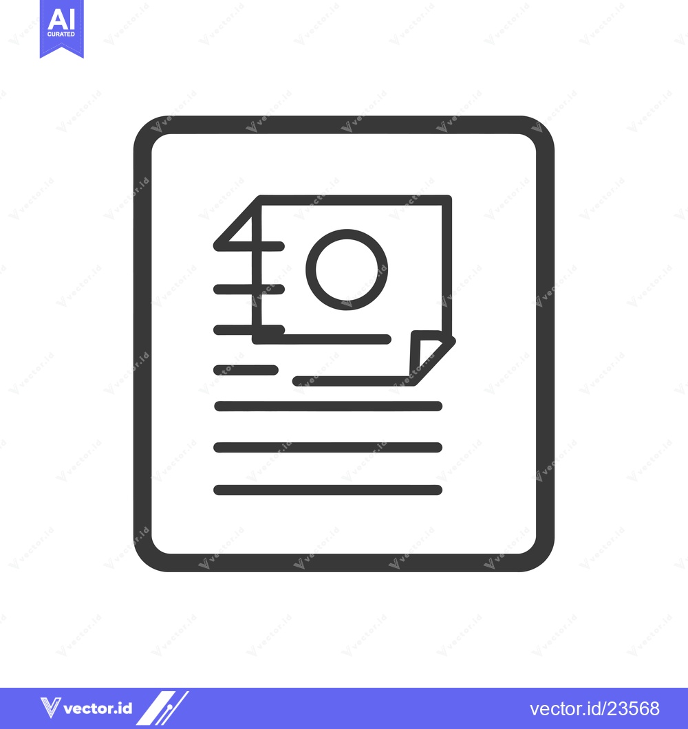 Premium Vector of Black and White Icon of a Document with a Circle on a Page