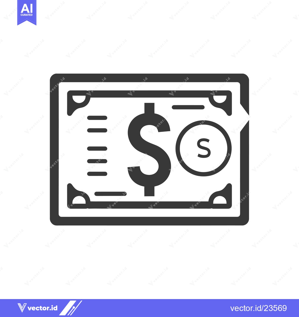 Premium Vector dari Black and White Icon of a Dollar Bill with a Coin