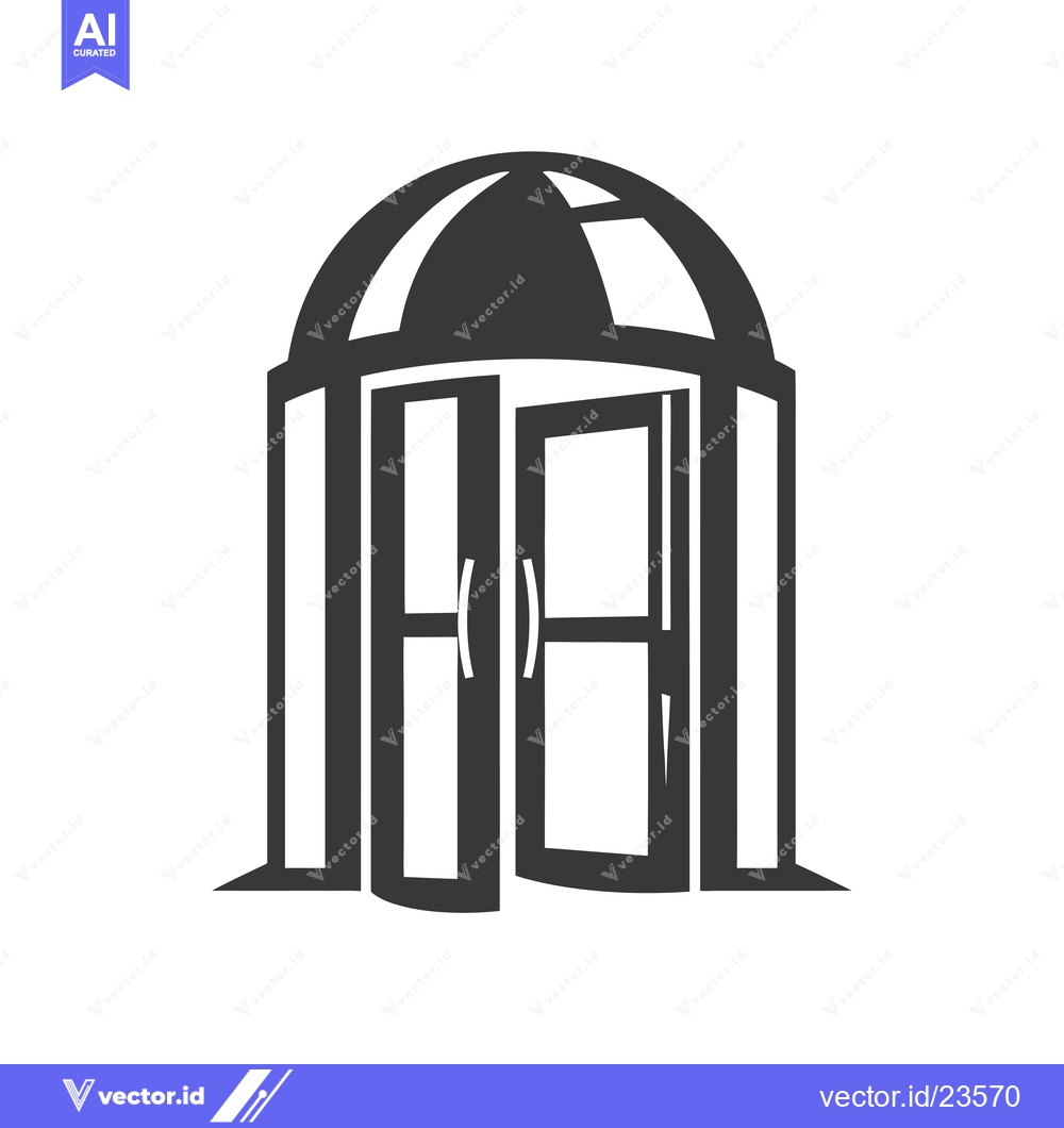 Premium Vector of Black and white icon of a domed entranceway with a double door