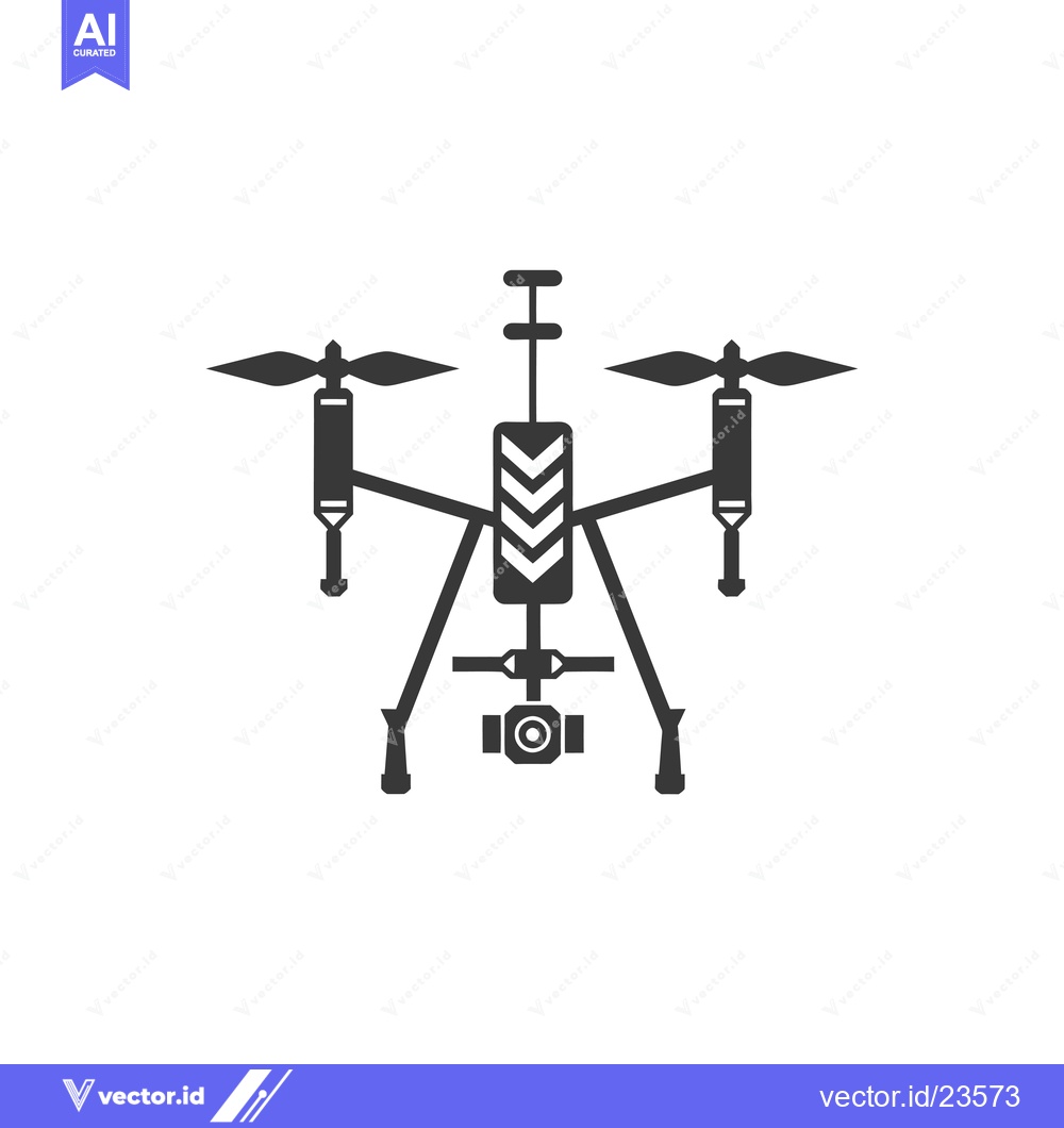 Premium Vector dari Black and White Icon of a Drone with a Camera