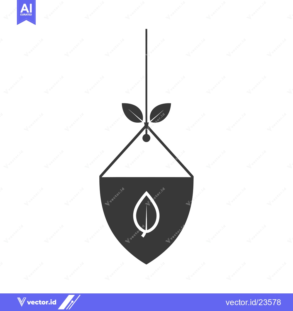 Premium Vector dari Black and White Icon of a Hanging Tea Bag with Leaves
