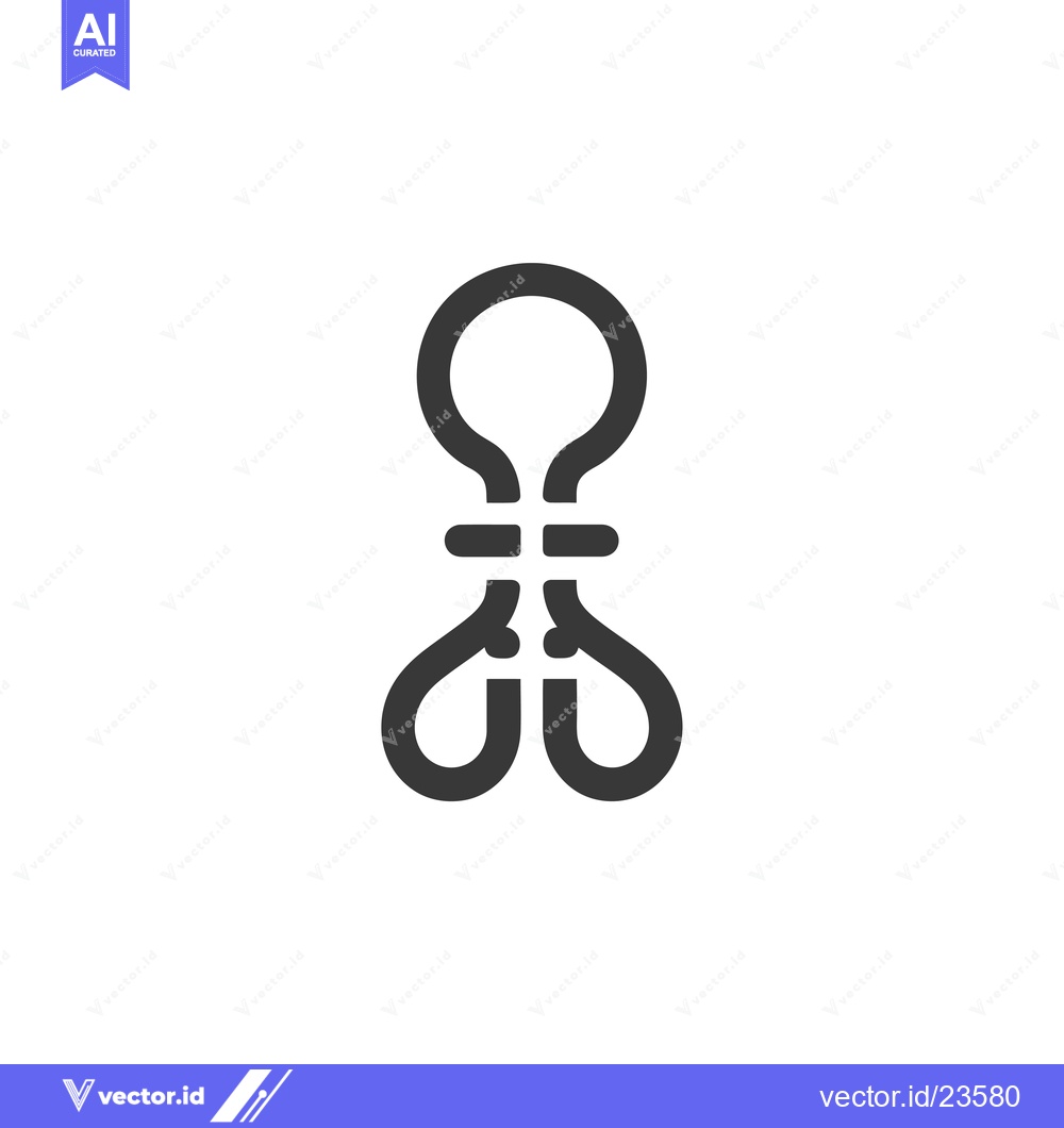 Premium Vector dari Black and White Icon of a Knot with a Circle on Top