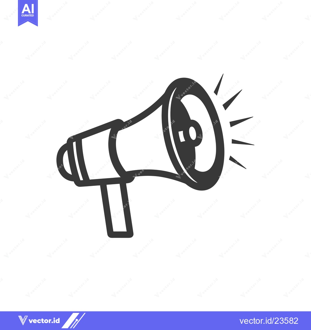 Premium Vector dari Black and White Icon of a Megaphone with a Starburst Behind It