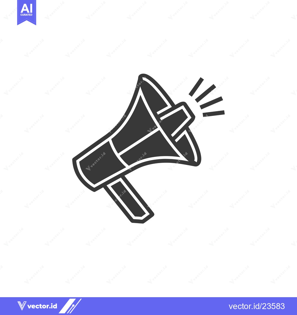 Premium Vector dari Black and White Icon of a Megaphone with Sound Waves