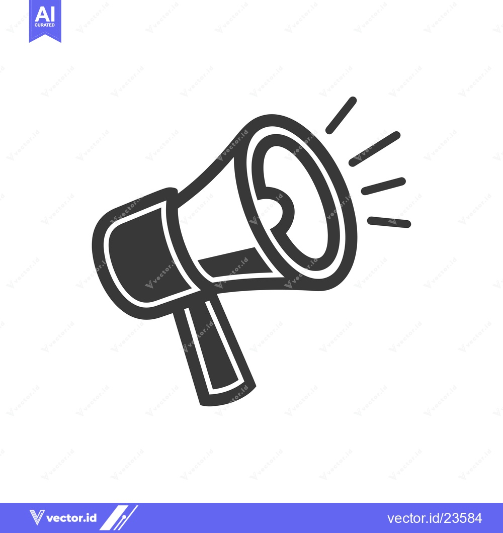 Premium Vector dari Black and White Icon of a Megaphone with Sound Waves