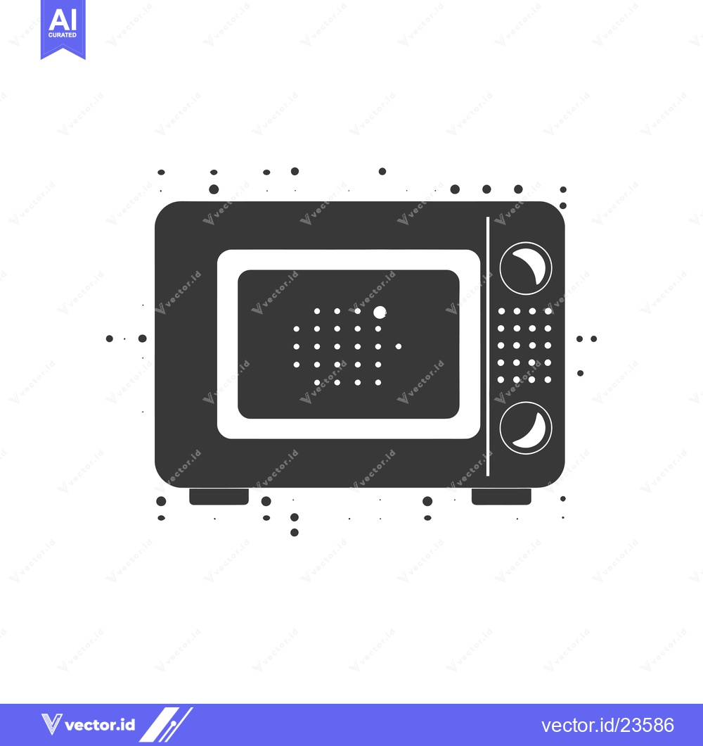 Premium Vector dari Black and White Icon of a Microwave Oven