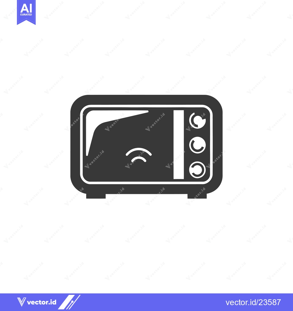 Premium Vector of Black and White Icon of a Microwave Oven with Wifi Signal