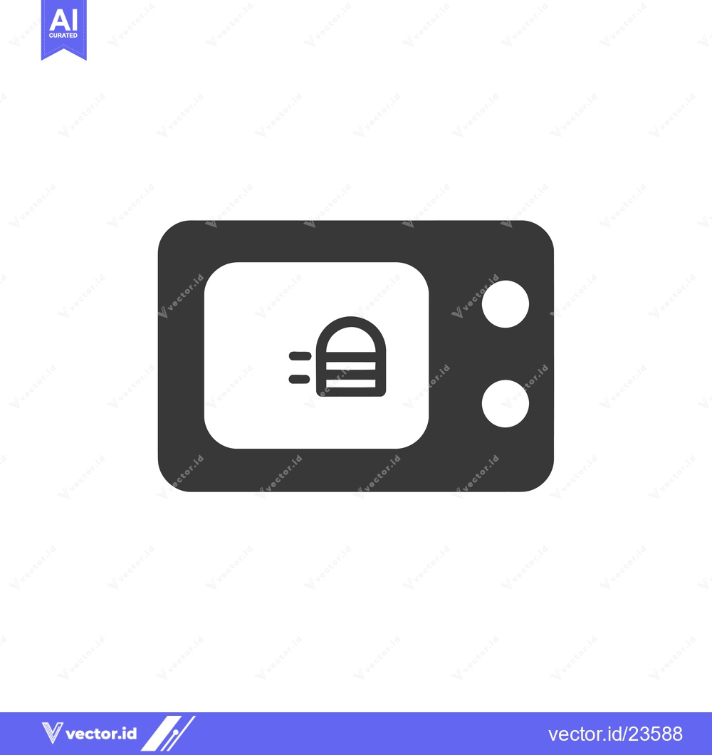 Premium Vector dari Black and White Icon of a Microwave with a Hamburger Inside