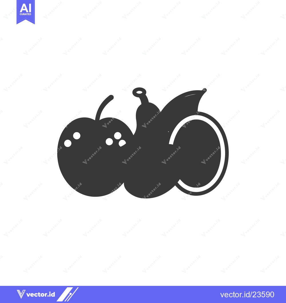 Premium Vector of Black and white icon of an apple, pear, and coconut