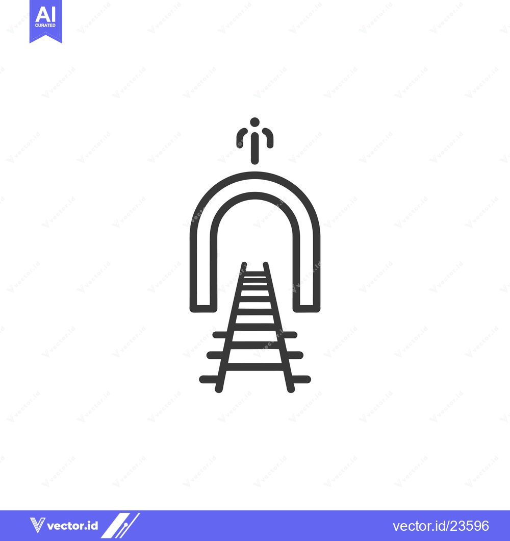 Premium Vector dari Black and White Icon of a Person Walking into a Tunnel with Train Trac