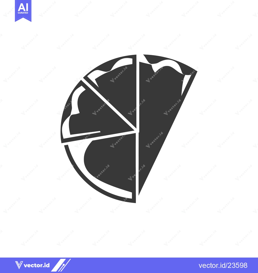 Premium Vector dari Black and White Icon of a Pizza Slice