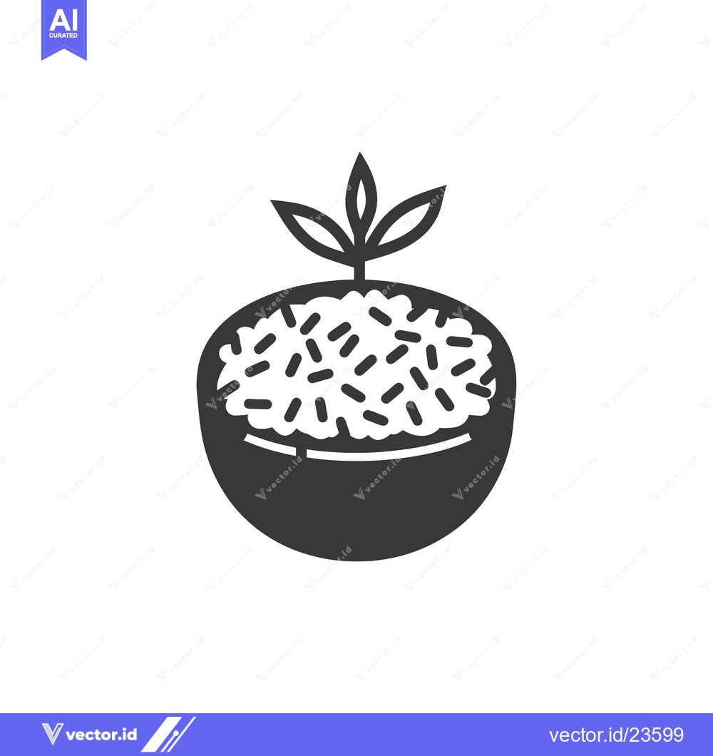 Premium Vector of Black and White Icon of a Plant Growing from a Pot of Soil