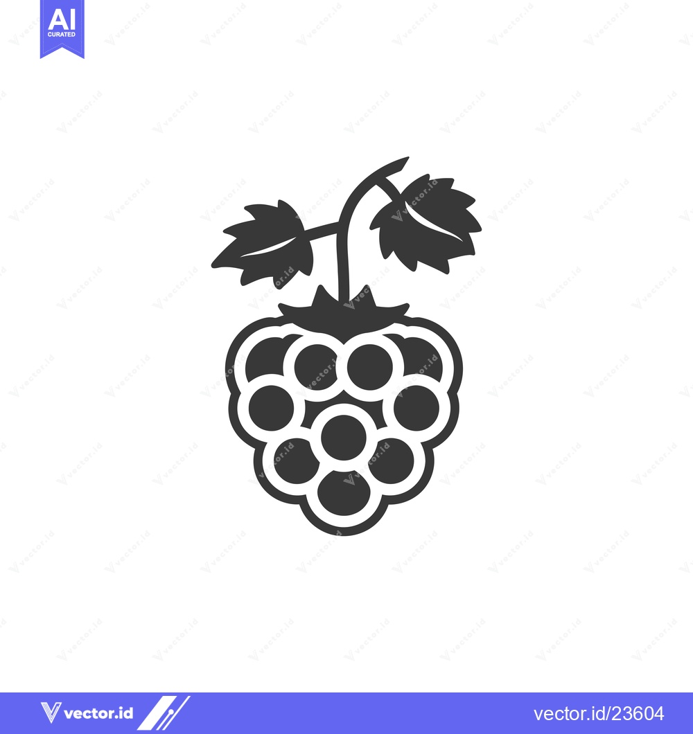 Premium Vector dari Black and white icon of a raspberry with leaves