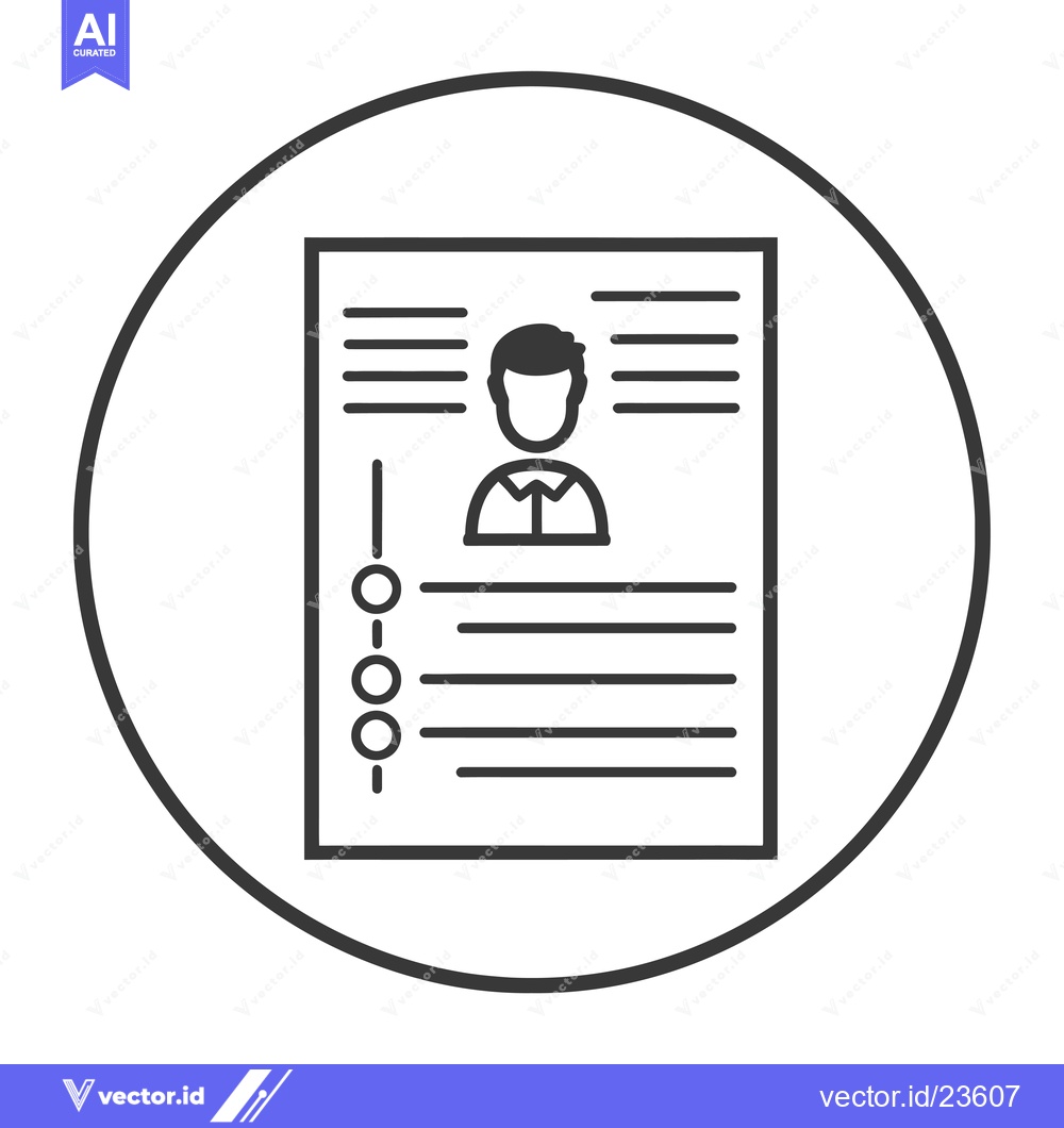 Premium Vector dari Black and White Icon of a Resume with a Profile Picture