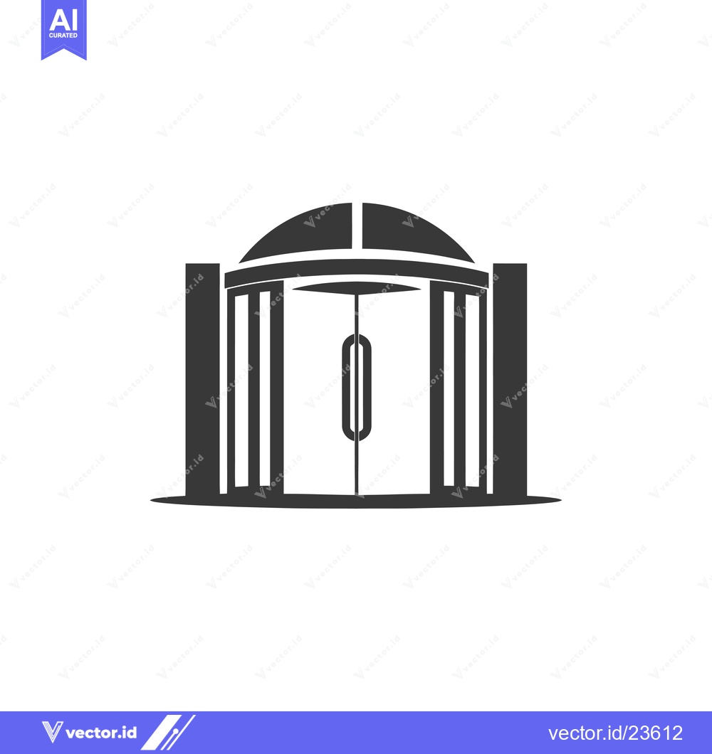 Premium Vector of Black and White Icon of a Revolving Door Entrance
