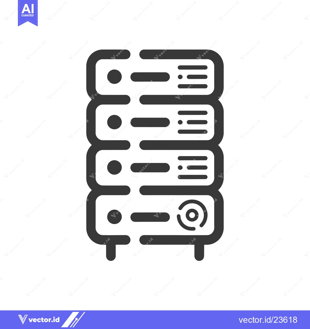Premium Vector of Black and White Icon of a Server with Four Compartments