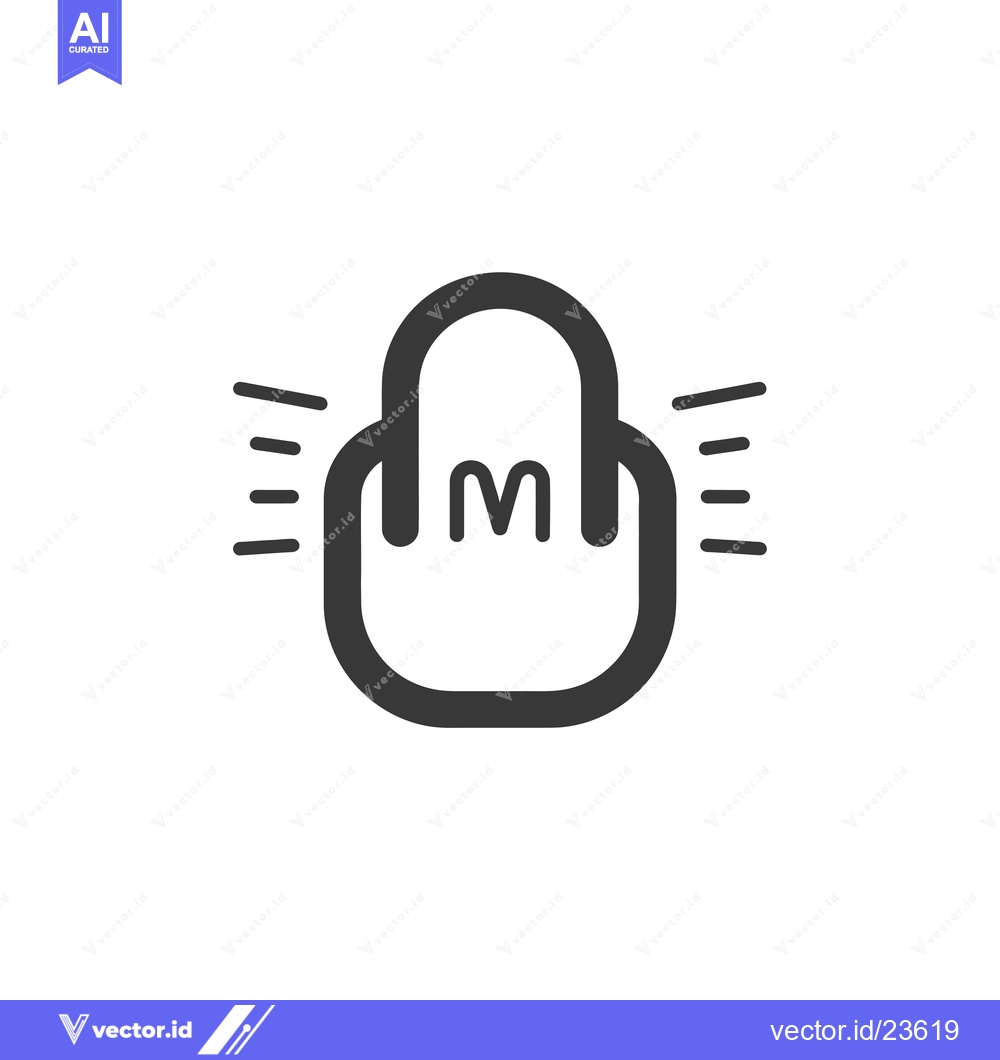 Premium Vector dari Black and White Icon of a Shopping Bag with a Letter M