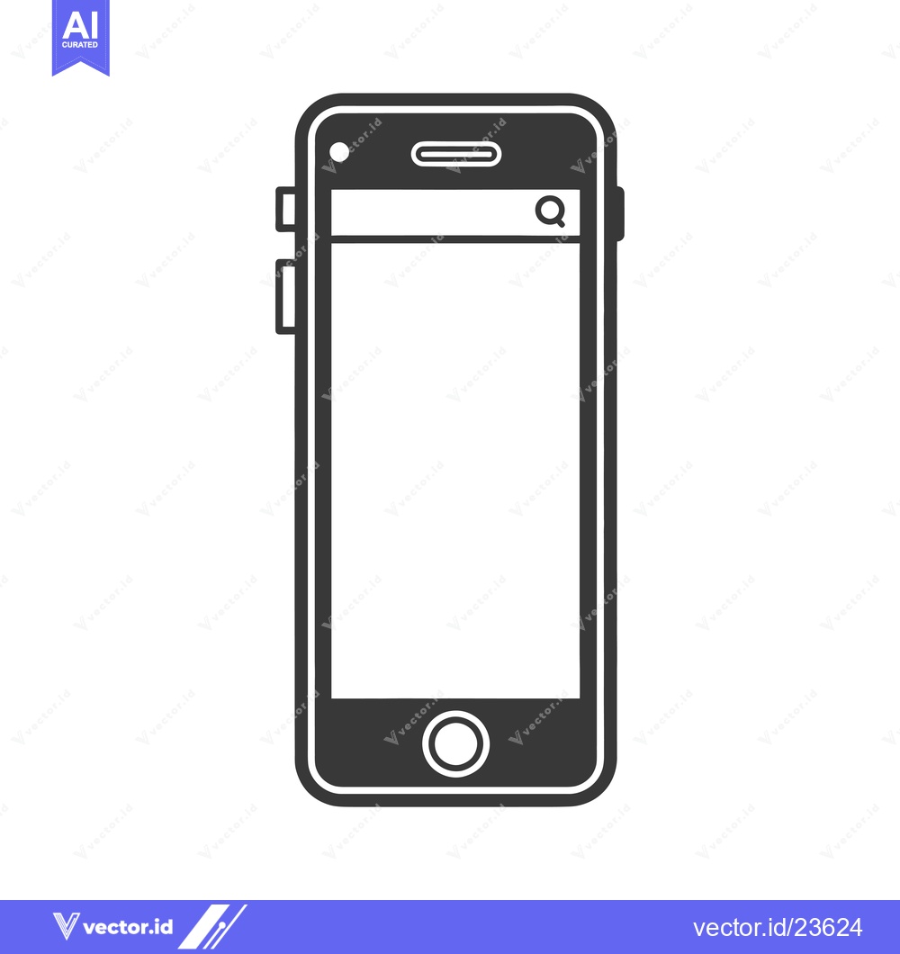 Premium Vector dari Black and White Icon of a Smartphone with a Magnifying Glass