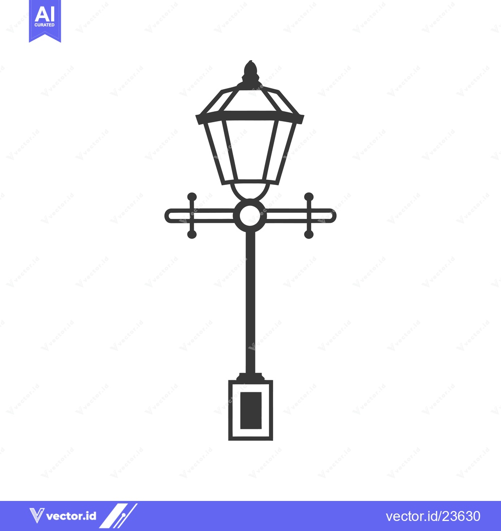 Premium Vector of Black and White Icon of a Streetlamp with a Single Light