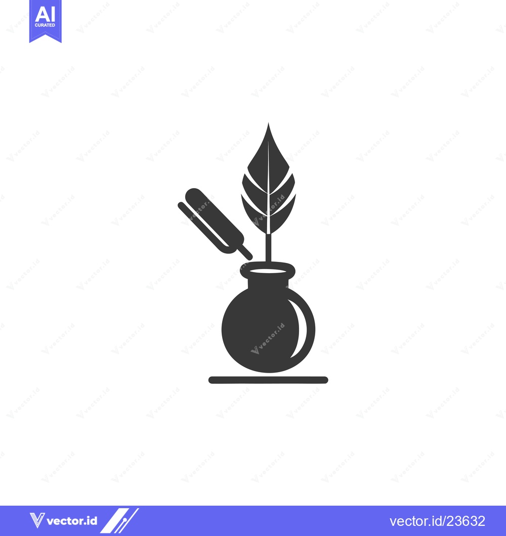 Premium Vector dari Black and White Icon of a Teapot with a Leaf
