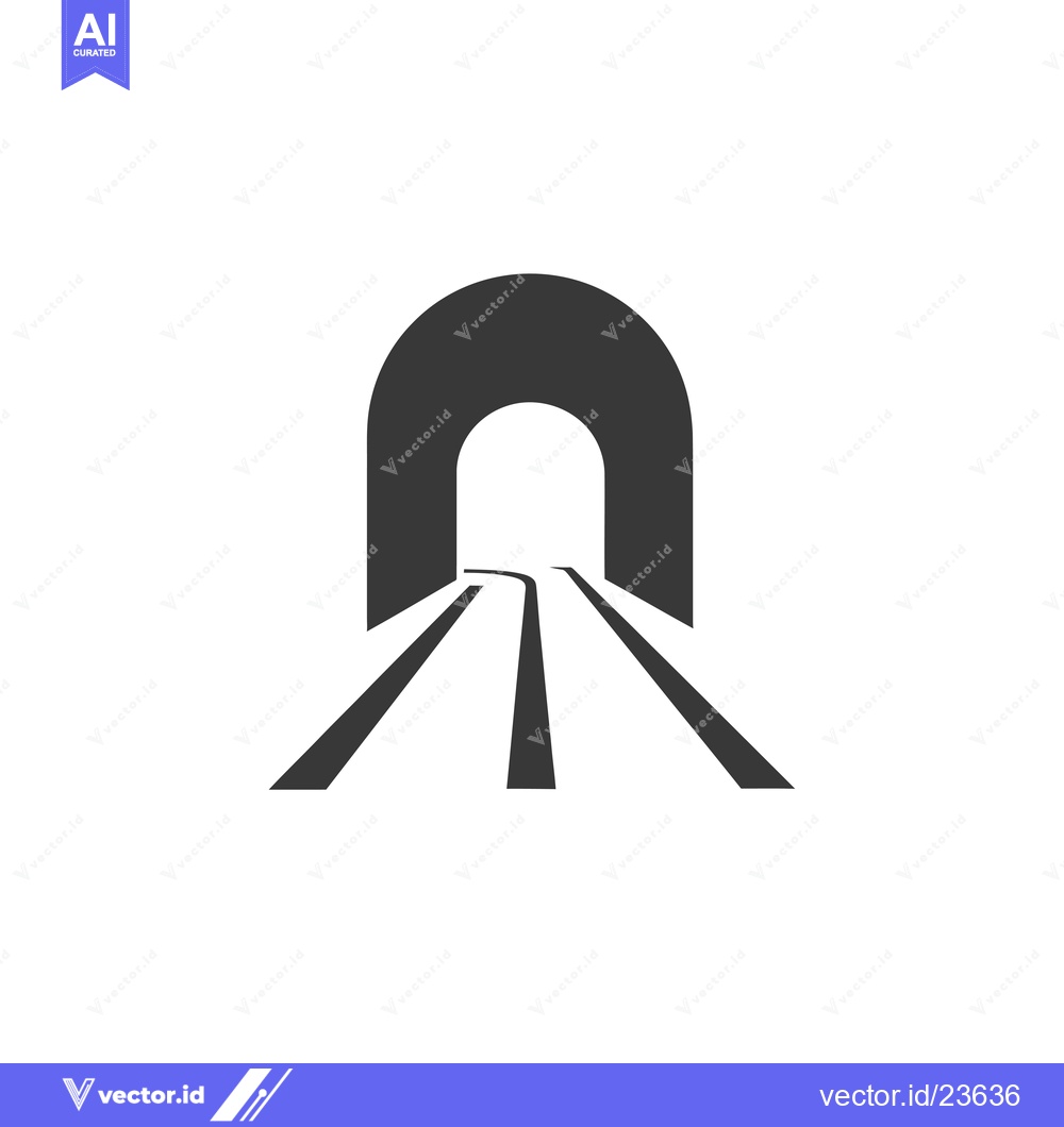 Premium Vector dari Black and White Icon of a Tunnel Entrance with Two Lanes