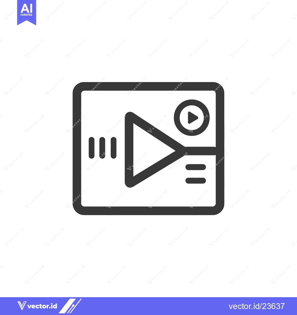 Premium Vector dari Black and White Icon of a Video Player with Play Button