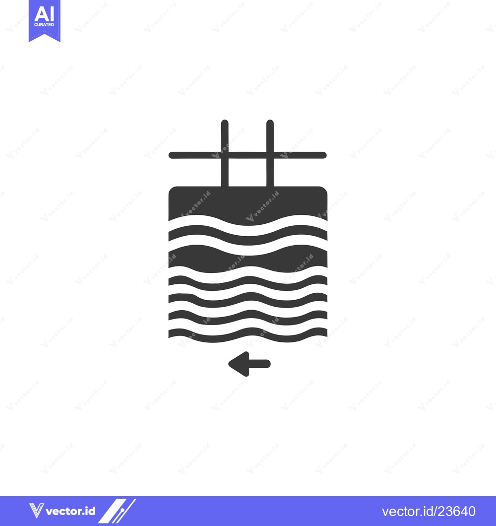 Premium Vector of Black and White Icon of a Water-Filled Container with a Horizontal Bar