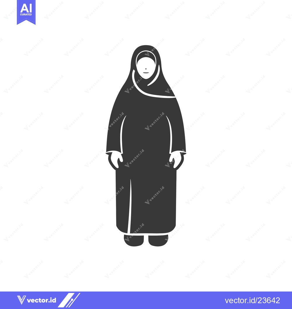 Premium Vector dari Black and white icon of a woman in a hijab