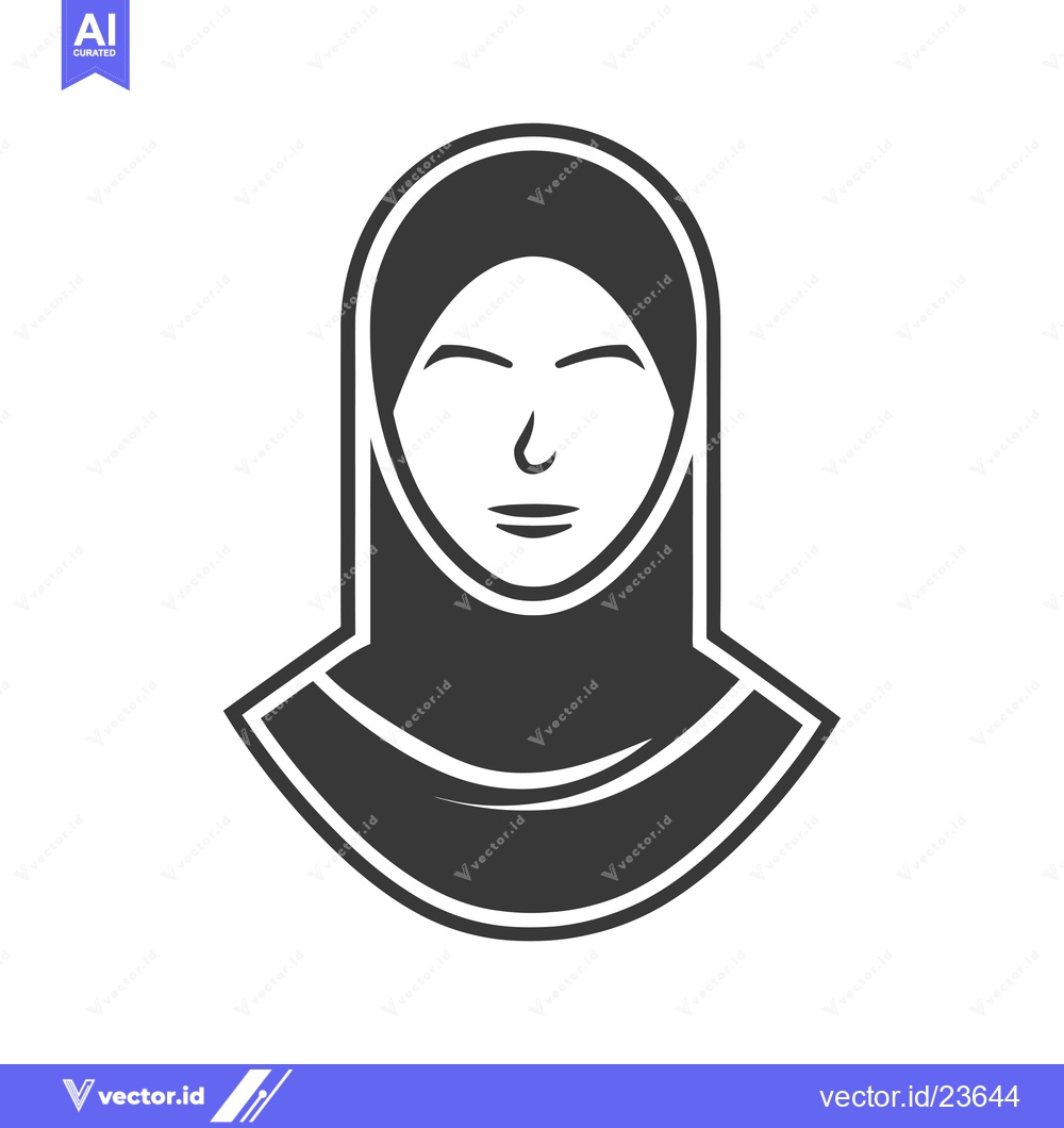 Premium Vector dari Black and White Icon of a Woman Wearing a Hijab