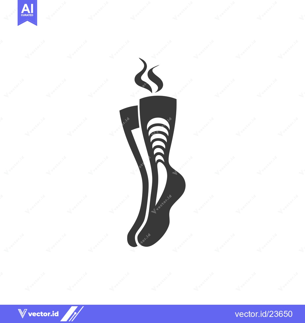 Premium Vector of Black and White Icon of Heated Socks with Steam