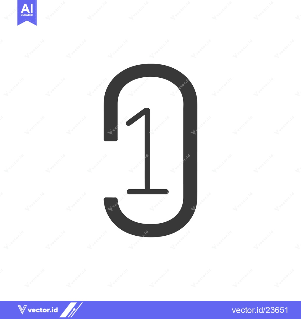 Premium Vector dari Black and White Icon of Number One in a Circle