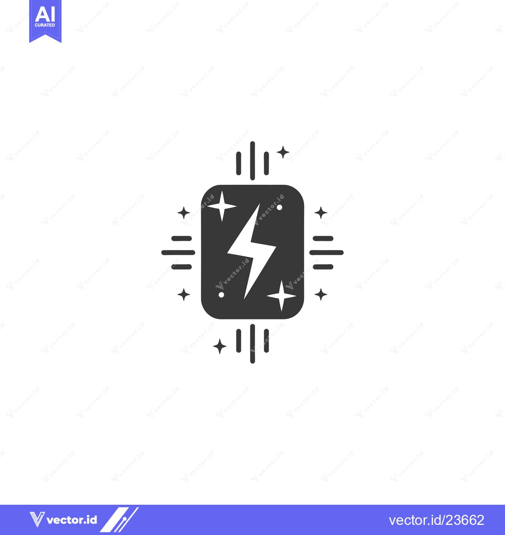 Premium Vector dari Black and white icon with lightning bolt and stars