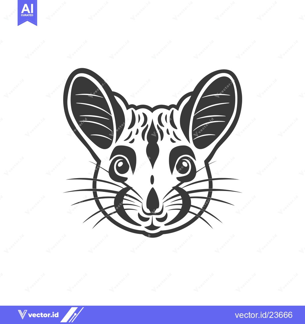 Premium Vector dari Black and White Illustrated Head of a Mouse