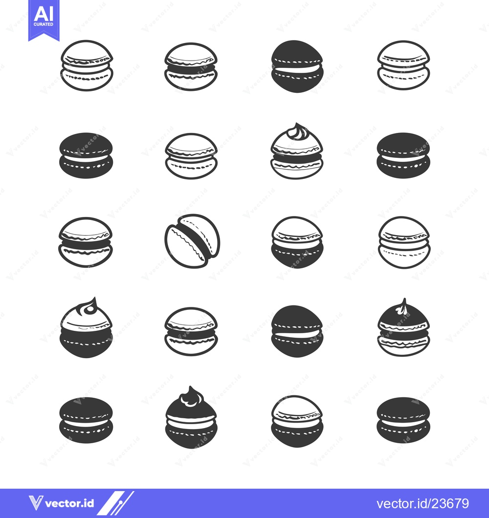 Premium Vector dari Black and White Illustrated Set of Macarons