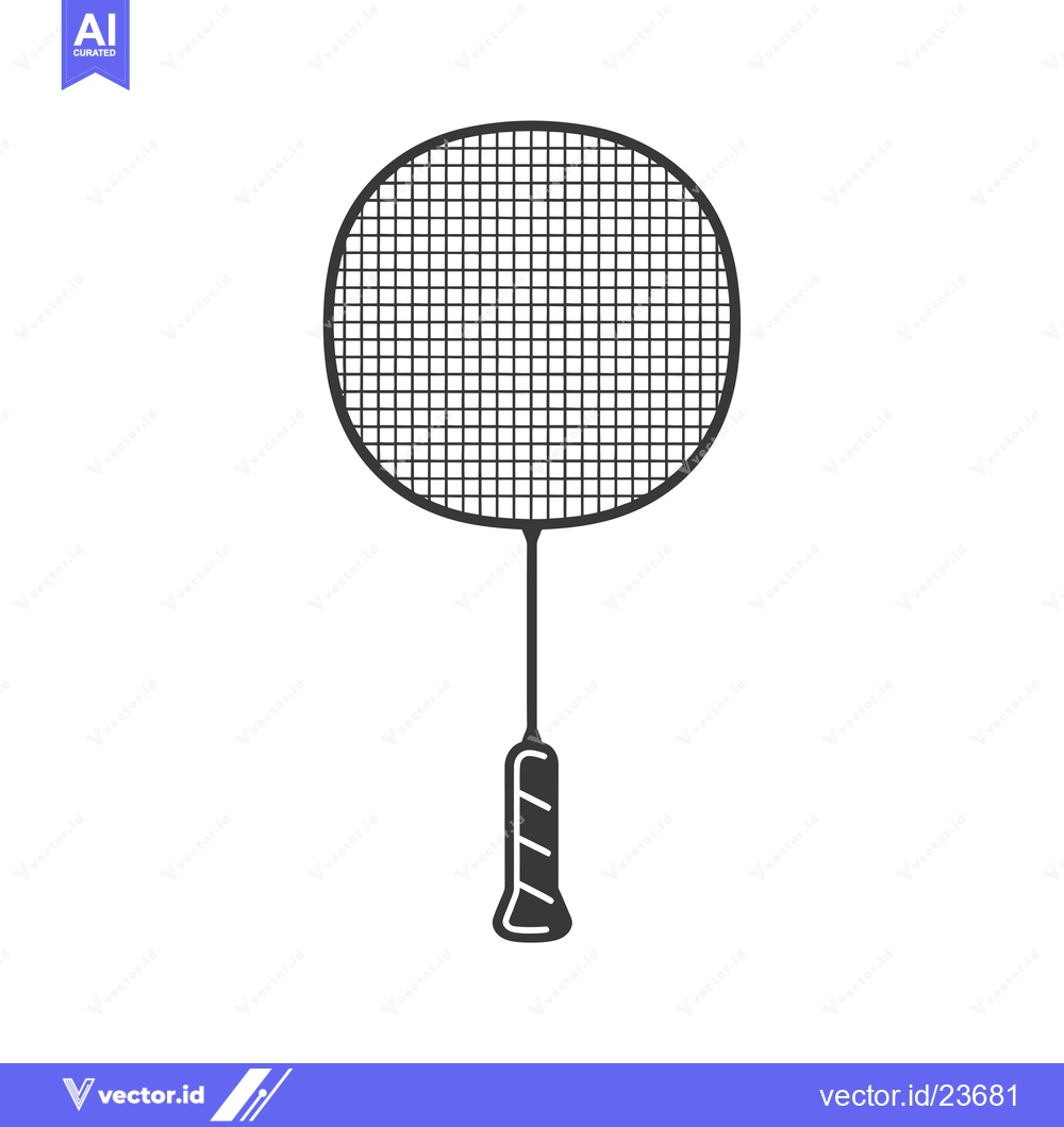 Premium Vector dari Black and White Illustration of a Badminton Racket