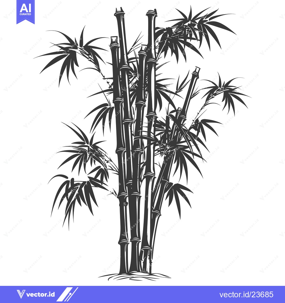 Premium Vector of Black and White Illustration of a Bamboo Forest