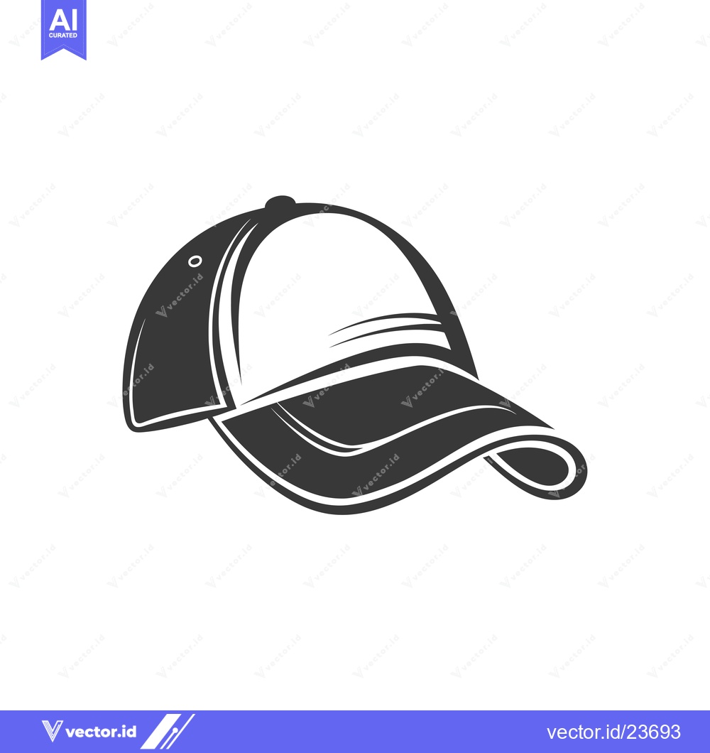 Premium Vector dari Black and white illustration of a baseball cap