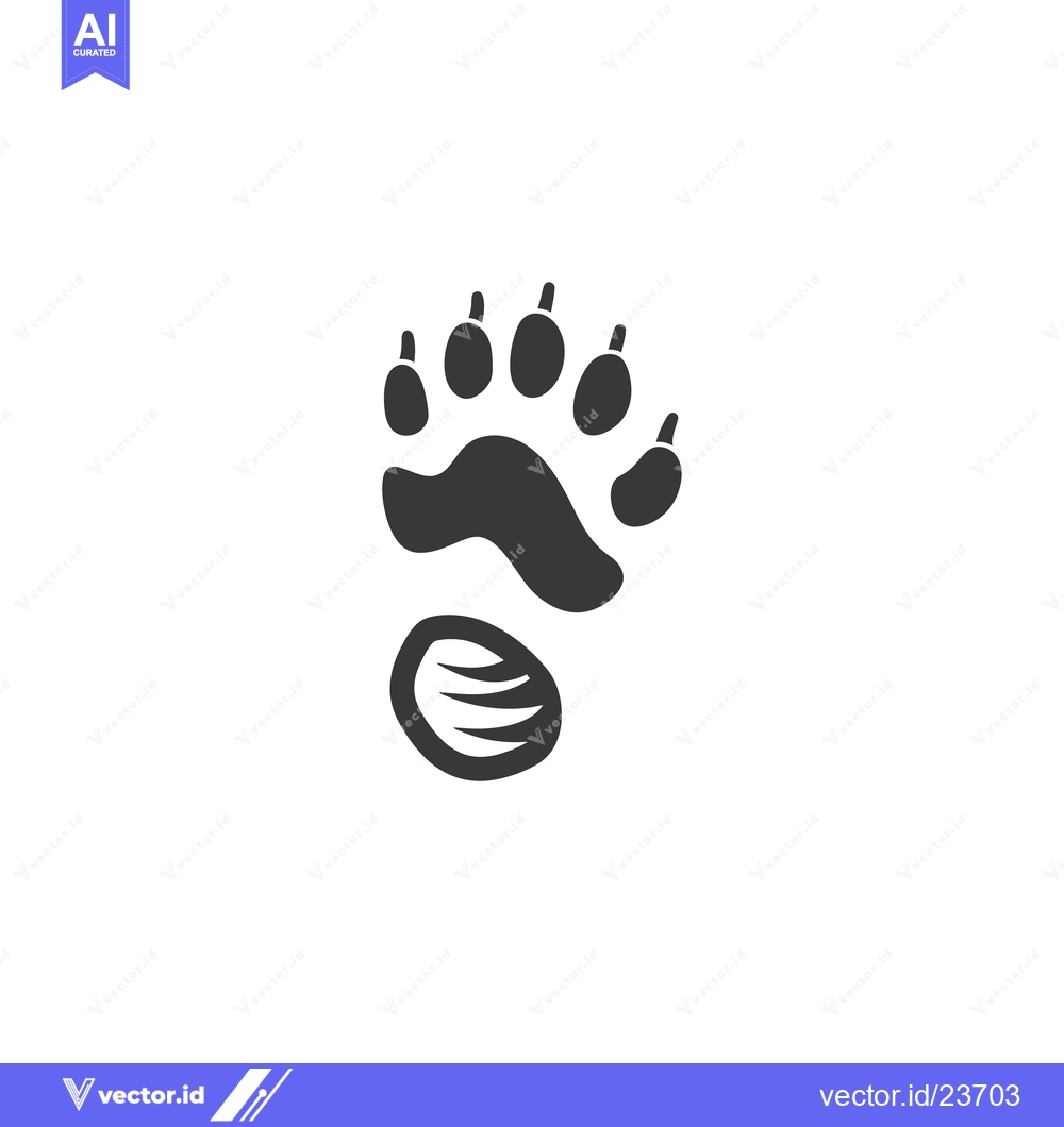 Premium Vector dari Black and White Illustration of a Bear Paw Print