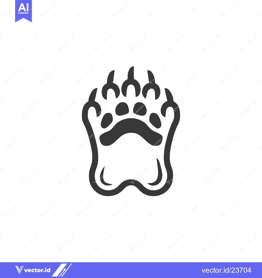 Premium Vector dari Black and White Illustration of a Bear Paw Print