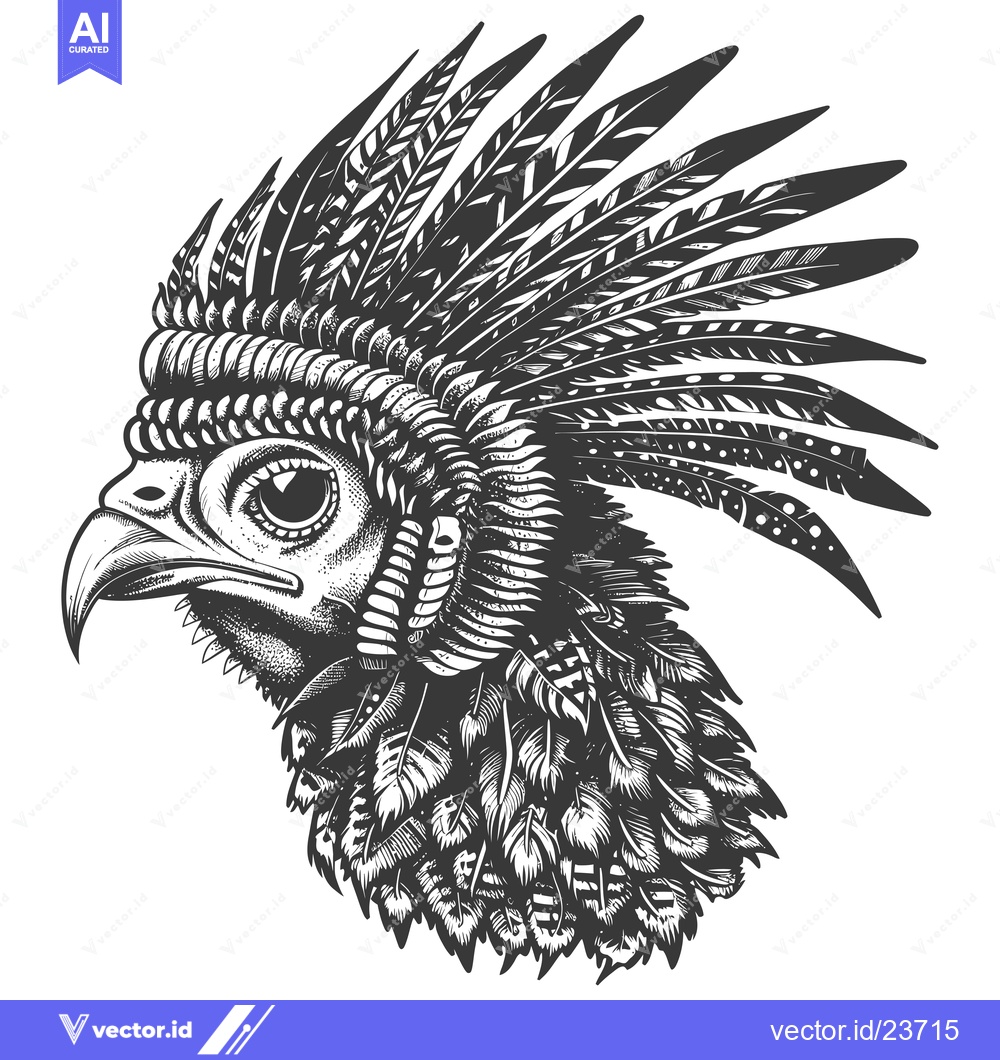 Premium Vector dari Black and White Illustration of a Bird with Feathers