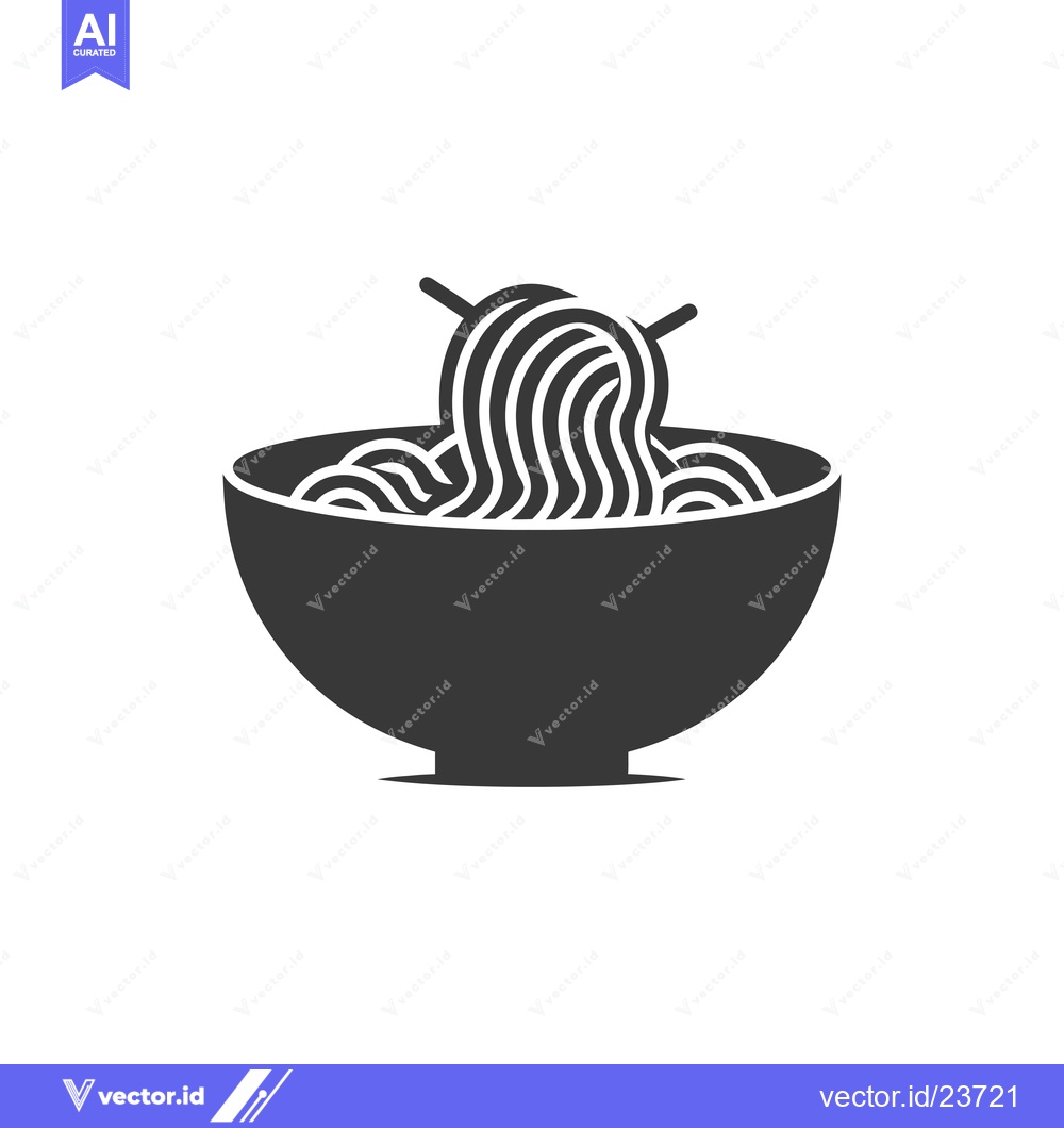 Premium Vector of Black and White Illustration of a Bowl of Noodles with Chopsticks