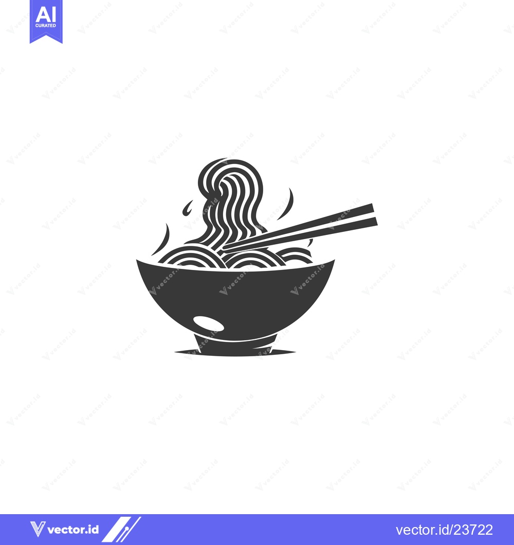 Premium Vector of Black and White Illustration of a Bowl of Noodles with Chopsticks