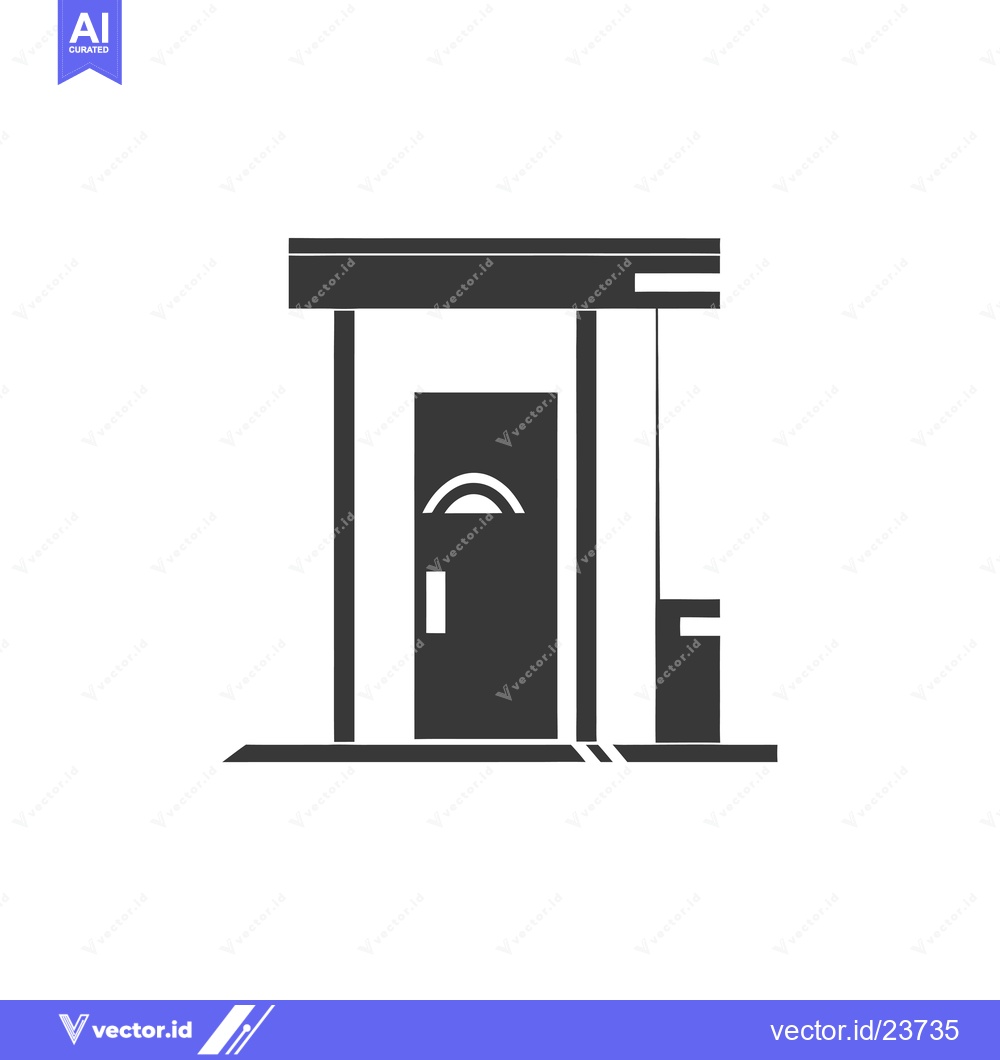 Premium Vector of Black and White Illustration of a Building Entrance