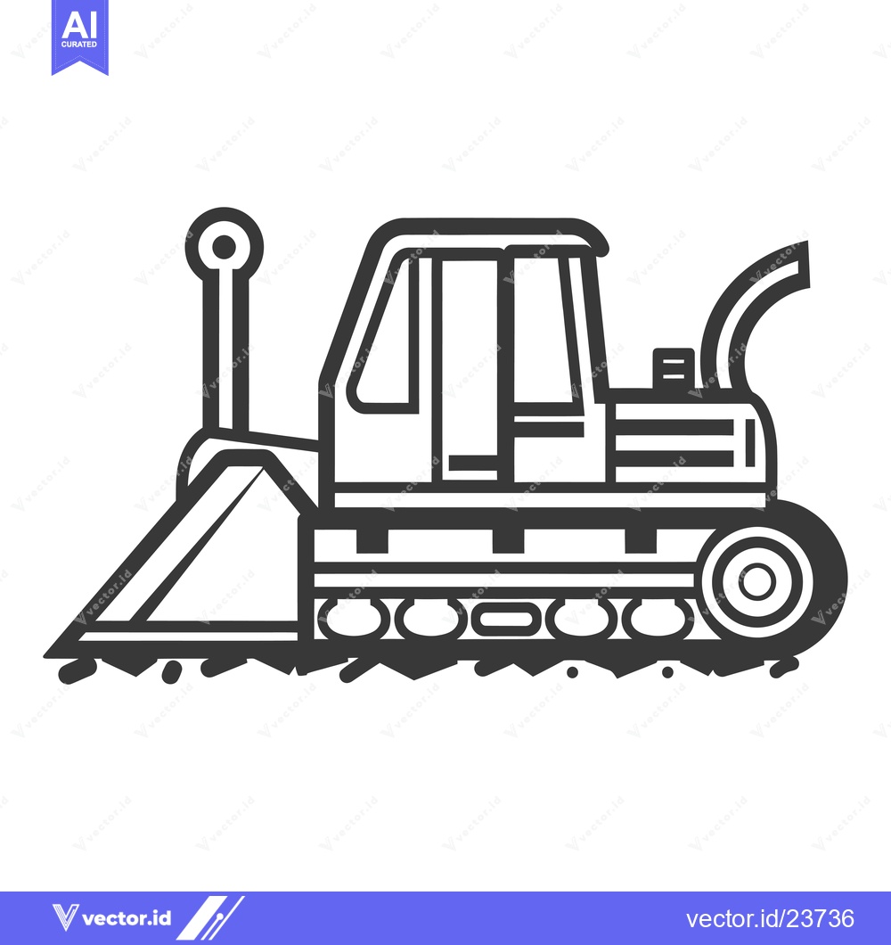 Premium Vector dari Black and White Illustration of a Bulldozer