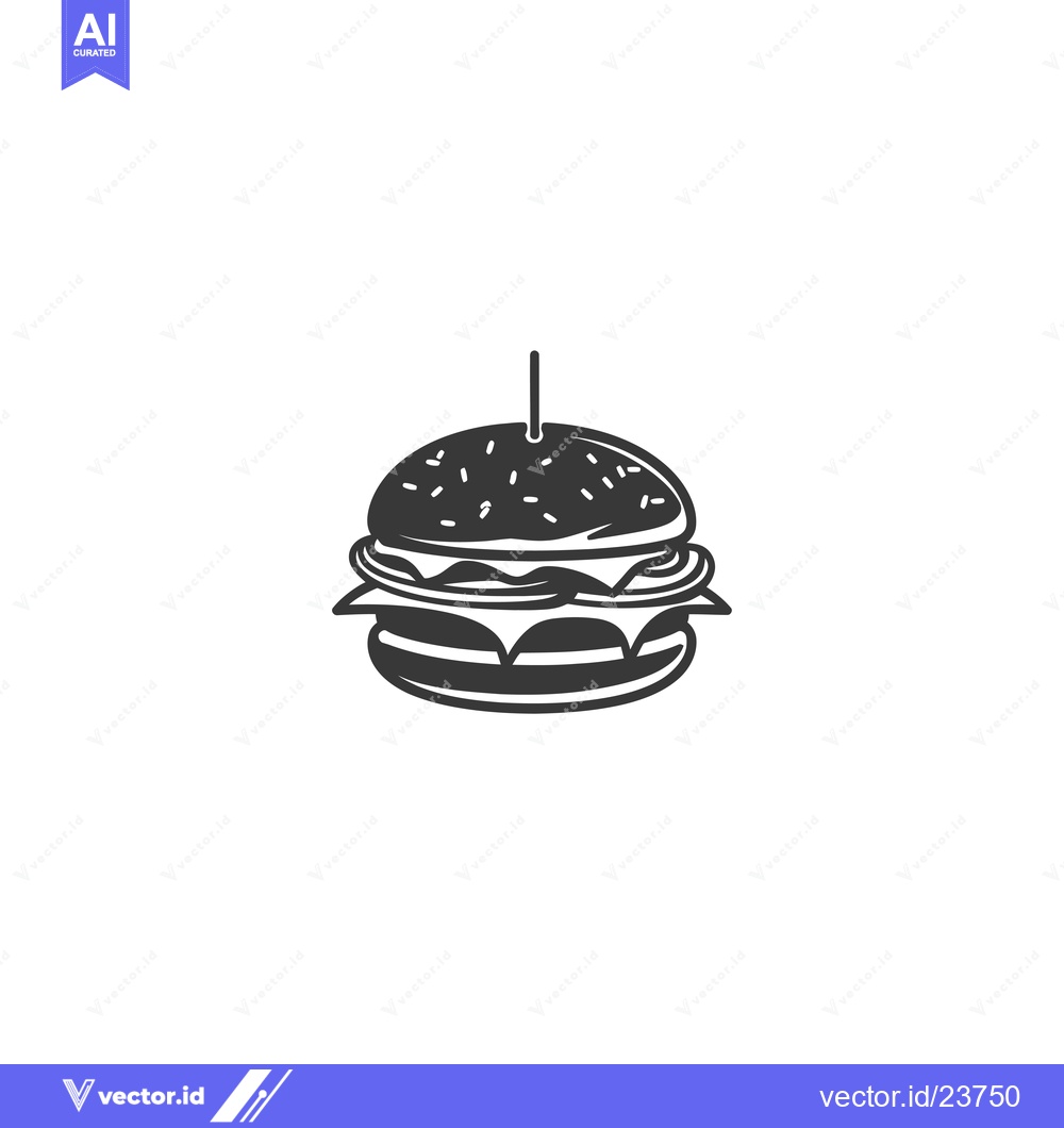 Premium Vector dari Black and White Illustration of a Burger with a Pick