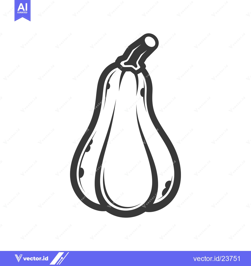 Premium Vector dari Black and White Illustration of a Butternut Squash