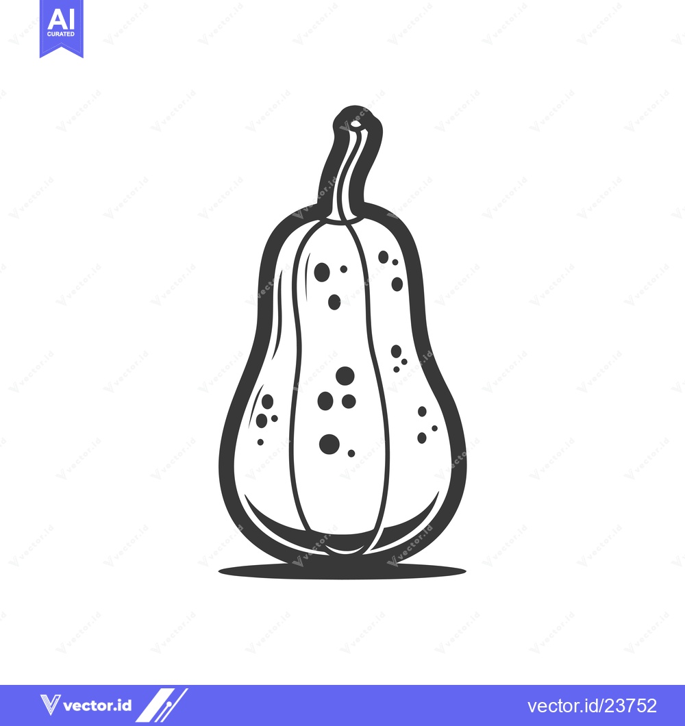 Premium Vector dari Black and White Illustration of a Butternut Squash