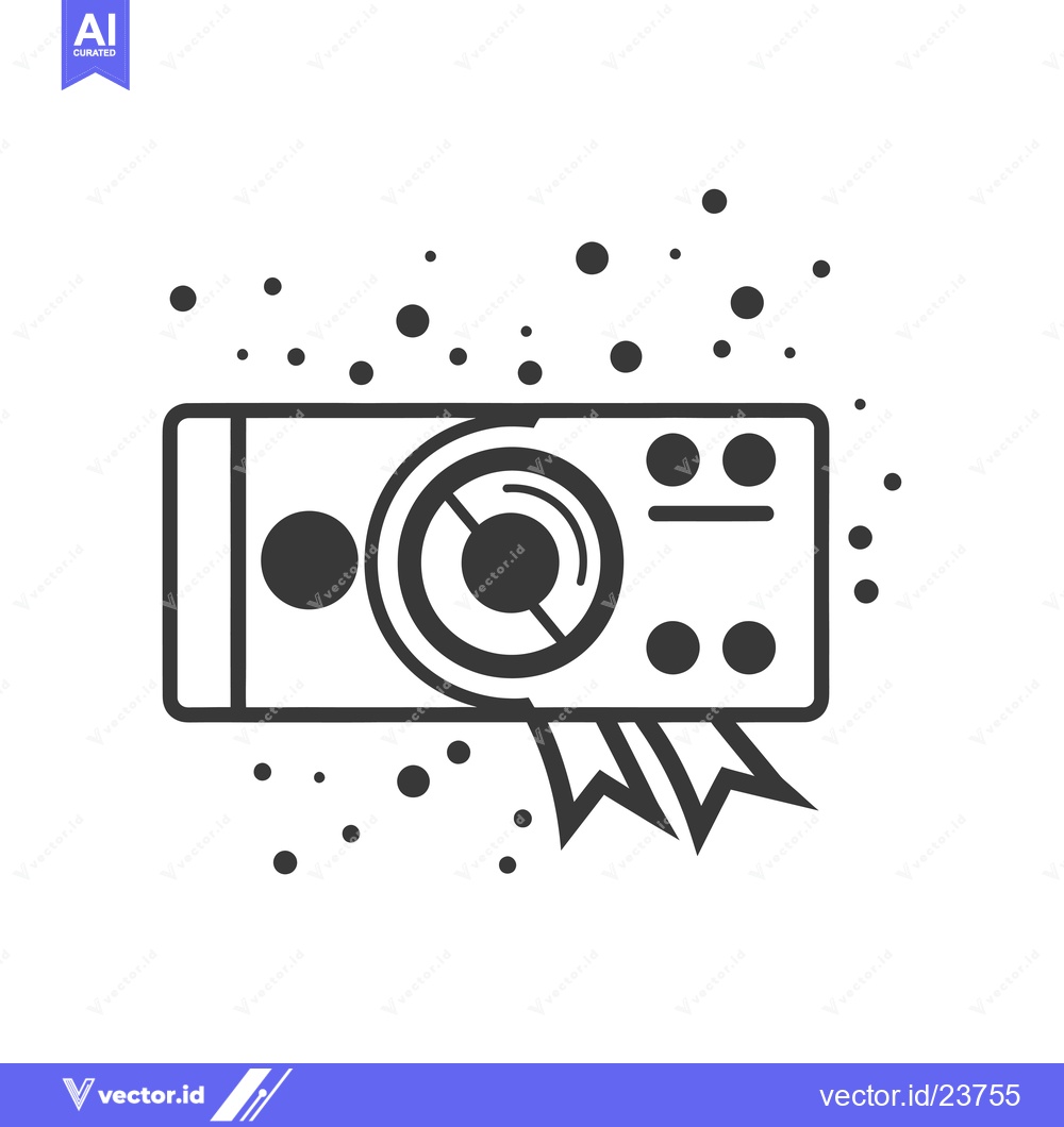 Premium Vector dari Black and White Illustration of a Camera with a Ribbon